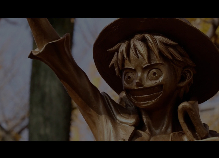 The unveiling of the Luffy statue.